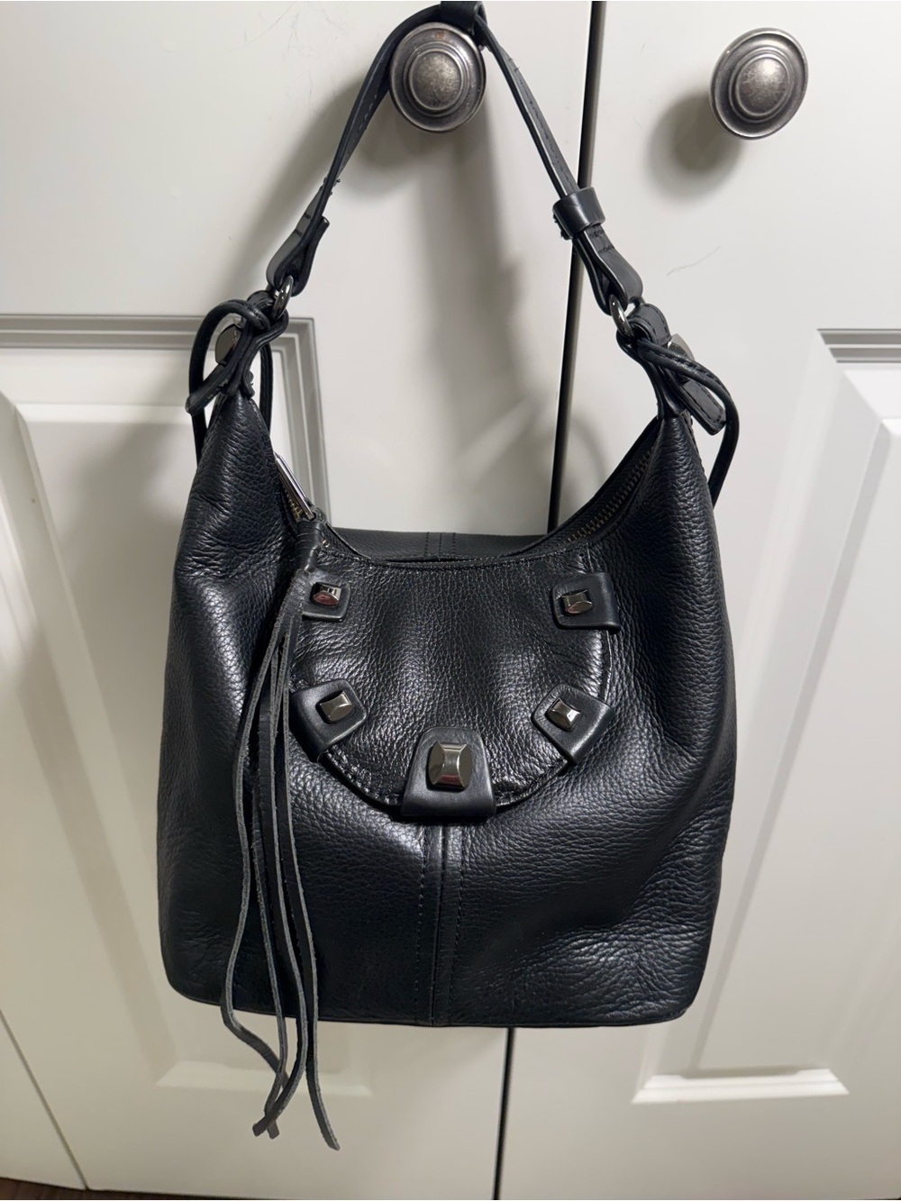Joe's Jeans Black Leather Bag - Gunmetal studs and Hardware *Excellent*